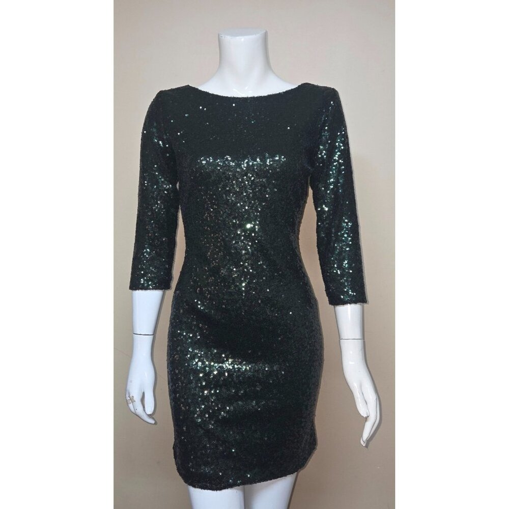 Gianni Bini GIANNA Green Sequin Party 3/4 Sleeve Dress Size XS NEW Retail $129